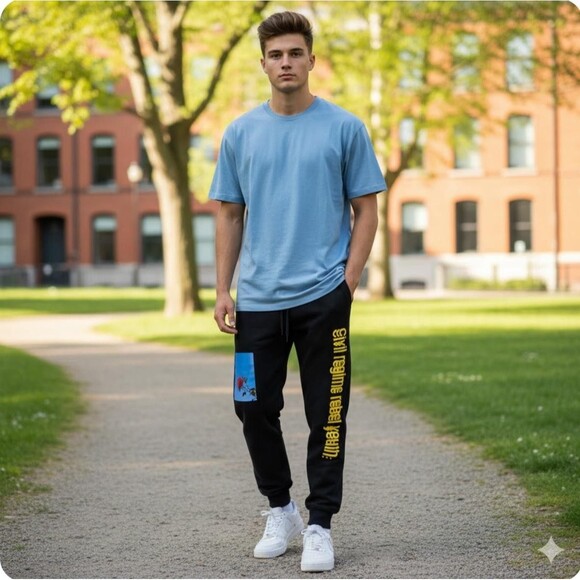 Civil Regime Sweatpants Mens Small Black Joggers Rebel Youth Rose Graphic Cuffed - Picture 13 of 13